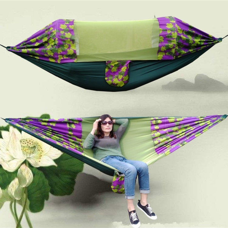 Outdoor Camping Mosquito-Proof Shade Hammock Parachute Cloth Printed Mosquito Net Hammock, Size: 270x140cm