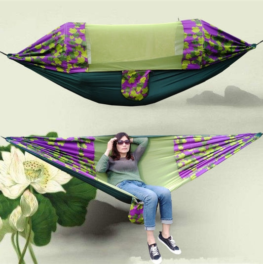 Outdoor Camping Mosquito-Proof Shade Hammock Parachute Cloth Printed Mosquito Net Hammock, Size: 270x140cm