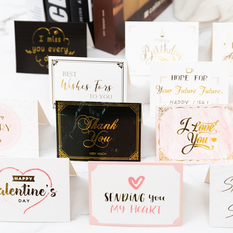 100 PCS Valentines Day Bronzing Greeting Card Flower Shop Birthday Thank You Card