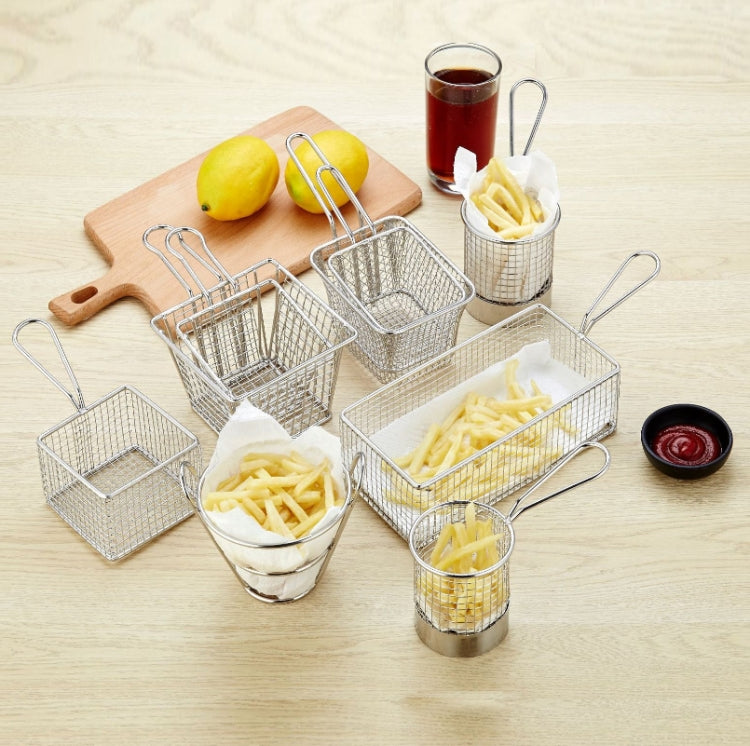 Stainless Steel Mini Fries Basket Restaurant Snack Bread Plate