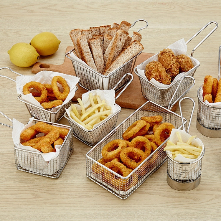 Stainless Steel Mini Fries Basket Restaurant Snack Bread Plate