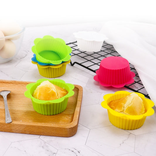 20 PCS DIY Baking Mold Macaron Lace Shape Silicone Cake Cup Pudding Egg Tart Muffin Cup Mold,Random Color Delivery