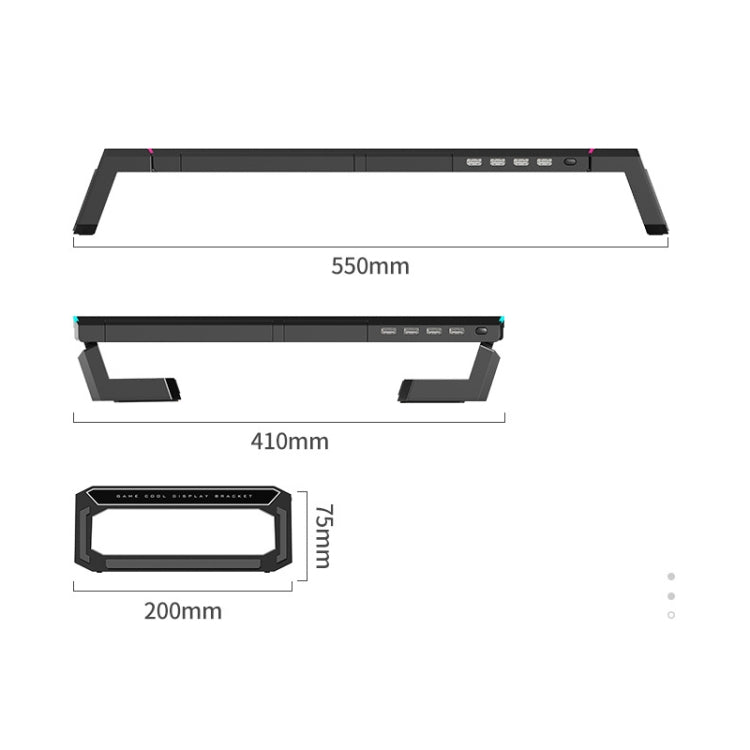 ICE COOREL T1 Monitor Increased Rack Foldable Laptop Stand With RGB Lighting & 4xUSB Expansion Interface
