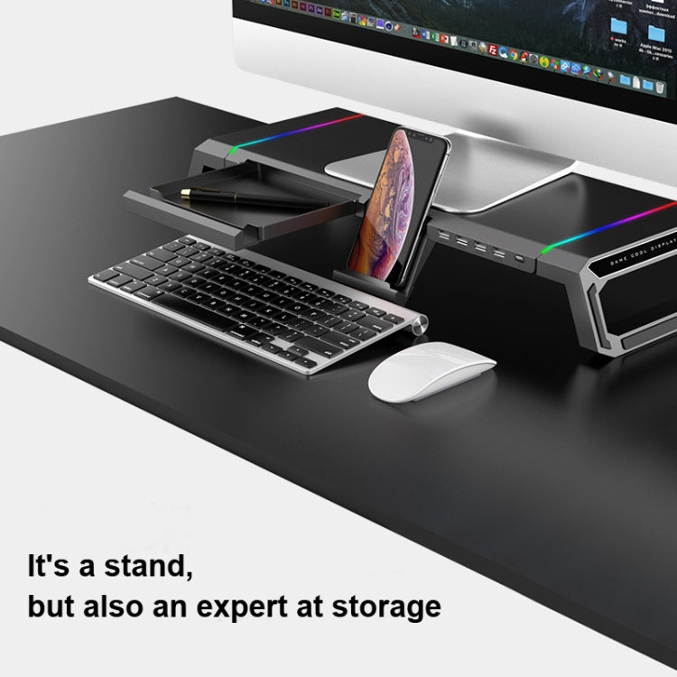 ICE COOREL T1 Monitor Increased Rack Foldable Laptop Stand With RGB Lighting & 4xUSB Expansion Interface