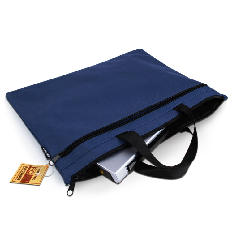 Deli 5840 Portable Canvas Zipper File Bag Double Simple Storage Bag