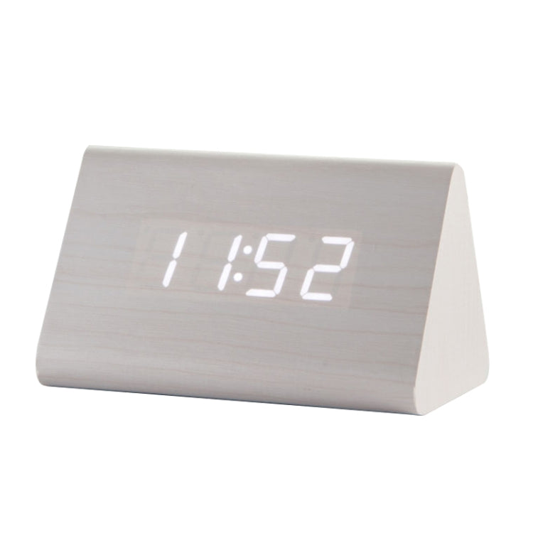 Mute Luminous Electronic Clock Wooden Sound Control Small Triangle Alarm Clock