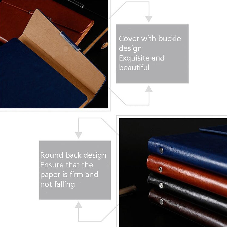 Business Notebook Imitation Leather PU Tri-Fold Loose-Leaf Notepad