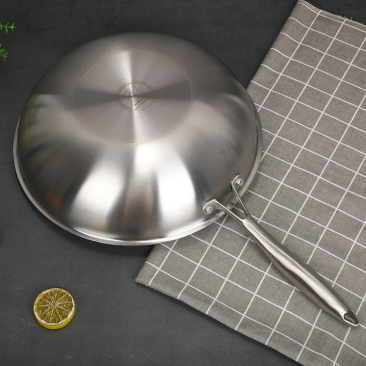 Household 304 Stainless Steel Oil-free and Uncoated Flat-bottom Wok Suitable for Induction Cooker Gas