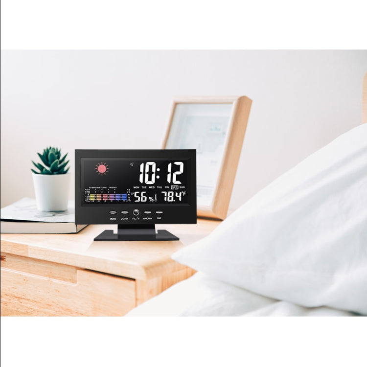 8082T Weather Forecast Clock LED Color Screen Perpetual Calendar Temperature And Humidity Intelligent Voice Control Electronic Alarm Cloc,Specification: