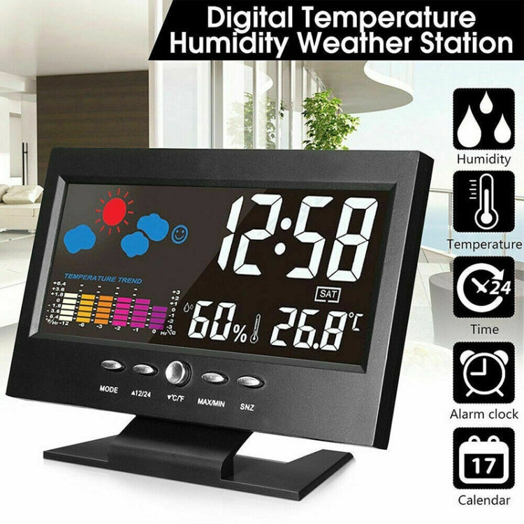 8082T Weather Forecast Clock LED Color Screen Perpetual Calendar Temperature And Humidity Intelligent Voice Control Electronic Alarm Cloc,Specification: