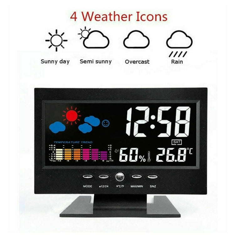 8082T Weather Forecast Clock LED Color Screen Perpetual Calendar Temperature And Humidity Intelligent Voice Control Electronic Alarm Cloc,Specification: