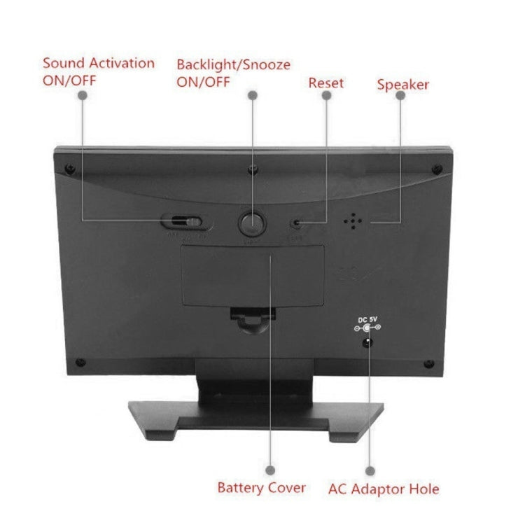 8082T Weather Forecast Clock LED Color Screen Perpetual Calendar Temperature And Humidity Intelligent Voice Control Electronic Alarm Cloc,Specification: