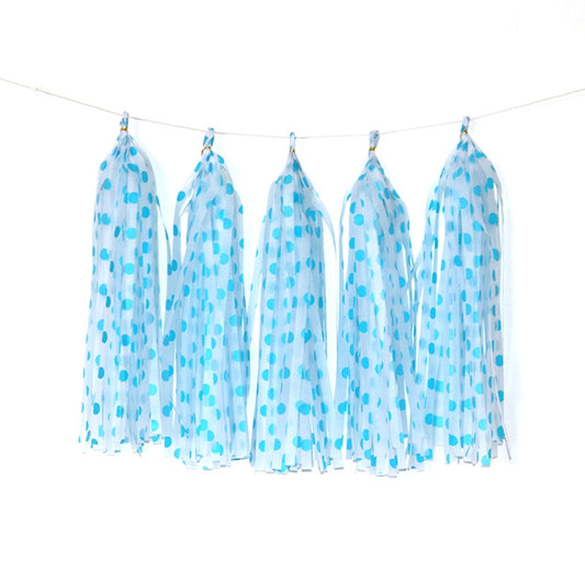 Color Polka Dot Paper Tassels Birthday Room Decoration Ribbon Garland, TM-001 Blue Dots, TM-002 Pink Dots, TM-003 Yellow Dot, TM-004 Purple Dot, TM-005 Golden Dot, TM-006 Silver Dot, TM-007 Green Dot, TX-008 Star Moon Pink, TX-009 Star Moon Beige