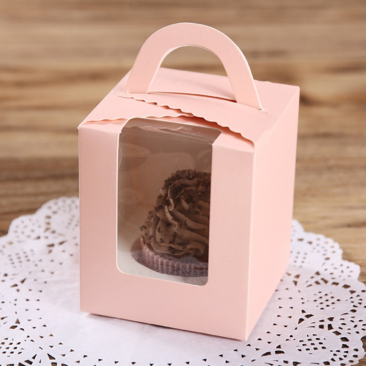 50 Pieces Muffin Cup Cake Box Portable Window Cake Packaging Box