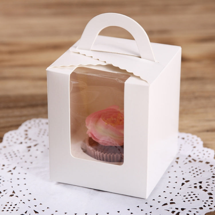 50 Pieces Muffin Cup Cake Box Portable Window Cake Packaging Box