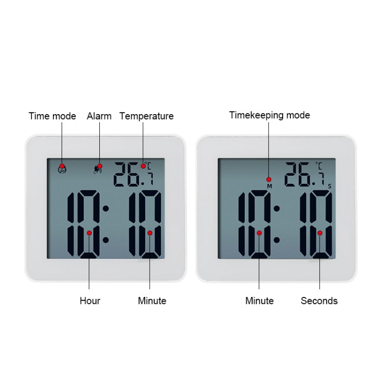 Waterproof Wall Clock LCD Bathroom Clock Kitchen Electronic Alarm Clock