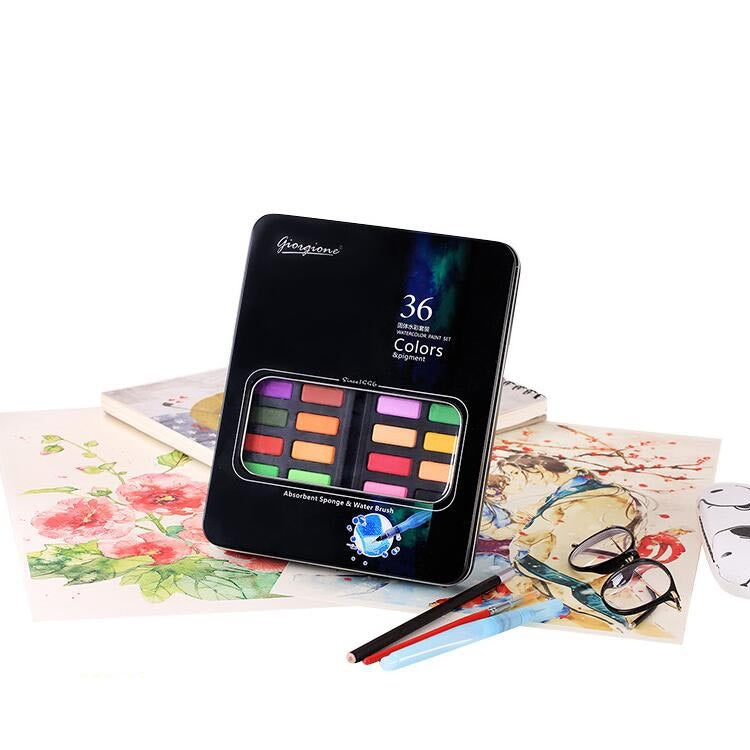 36 Colors Solid Watercolor Paint Children Sketch Watercolor
