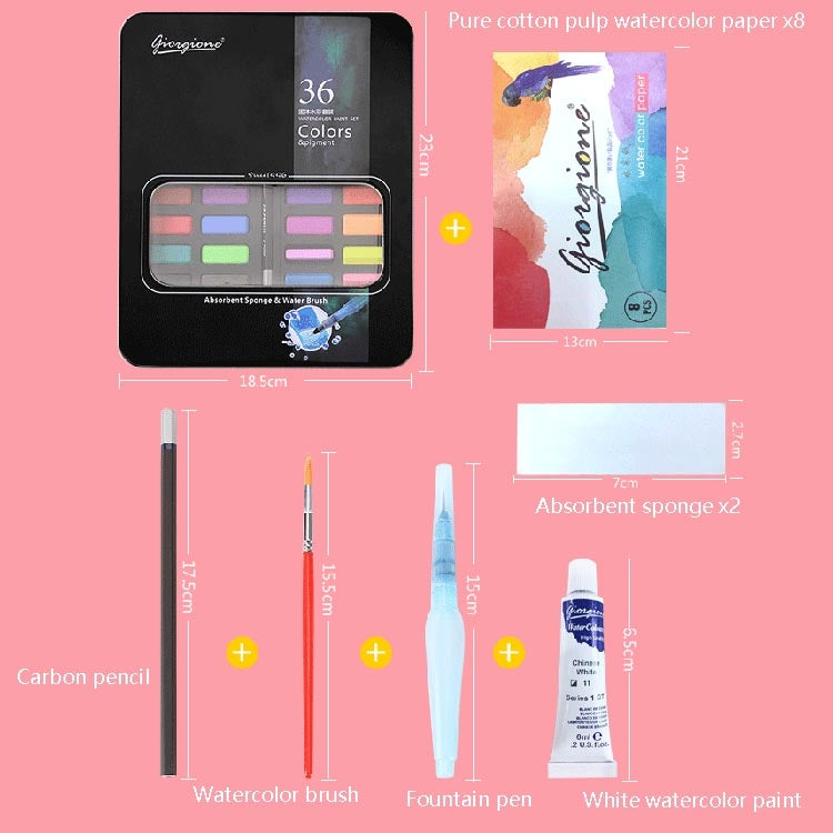 36 Colors Solid Watercolor Paint Children Sketch Watercolor