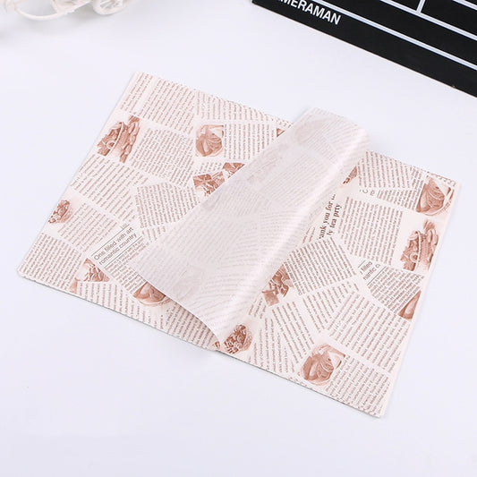 100 Sheets / Pack Cake Greaseproof Paper Baking Packaging Plate Paper Hamburger Paper, Colour: Classical Newspaper