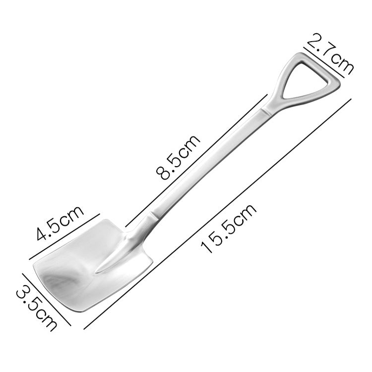 410 Stainless Steel Shovel Spoon Retro Cute Square Head Spoon