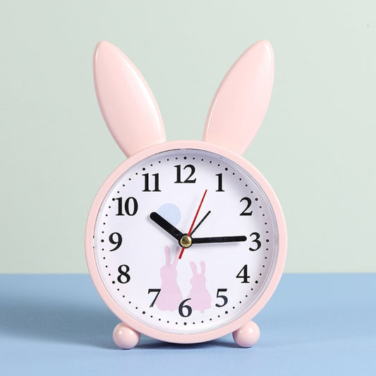 Simple Cartoon Rabbit Alarm Clock Ornaments Bedroom Decoration Bedside Mute Sweeping Small Alarm Clock, Color And Style Random Deilvery