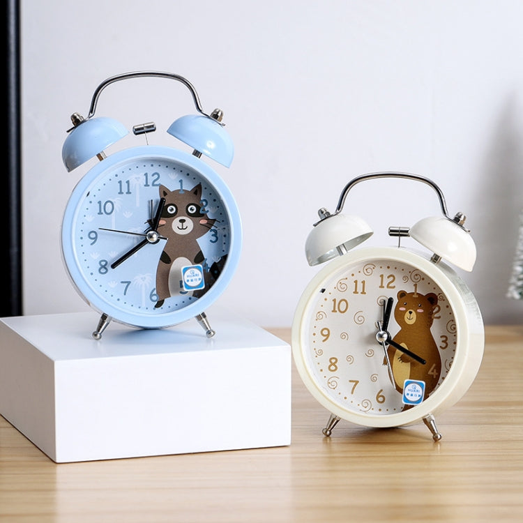 Cartoon Alarm Clock Ringing At The Bedside Of Students Metal Alarm Clock With Night Light, Color Random Deilvery