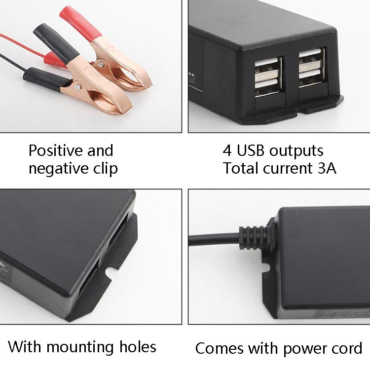 12/24V 4 USB Interface Motorcycle Car Mobile Phone Charger