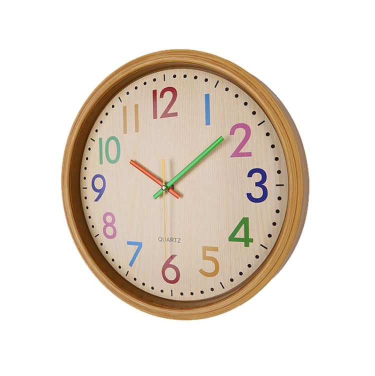 12 Inch Living Room Creative Color Wood Grain Wall Clock Quartz Clock  Classroom Children  Personality Wall  Clock