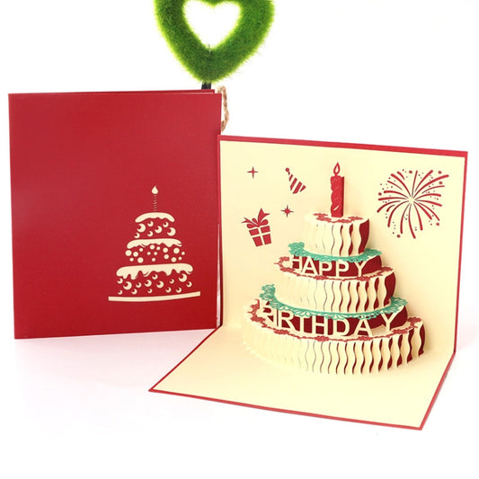 2 PCS 3D Three-Dimensional Cake Birthday Card Children Handmade Gift Small Card