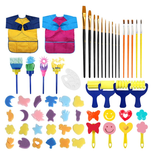 54 In 1 Painting Tool Brush Painting Clothes Sponge Brush Set For Children