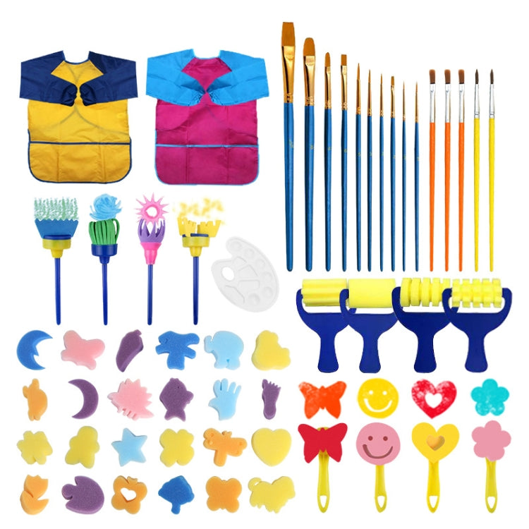54 In 1 Painting Tool Brush Painting Clothes Sponge Brush Set For Children