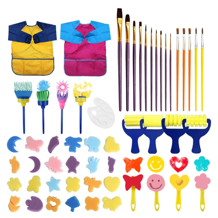 54 In 1 Painting Tool Brush Painting Clothes Sponge Brush Set For Children