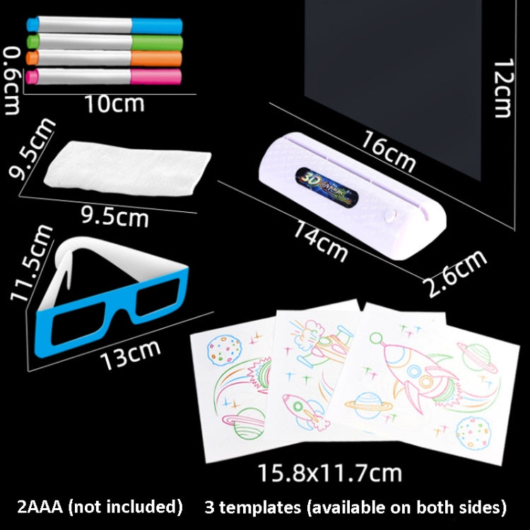 3D Fluorescent Drawing Board Magic Luminous Three-Dimensional Writing Board Graffiti Board Lighting Puzzle Children Drawing Board,Style: