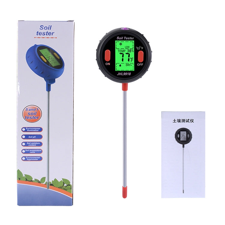 Five-In-One Soil Meter PH Humidity Temperature Photometry Detector PH Photometry Multifunctional Detector