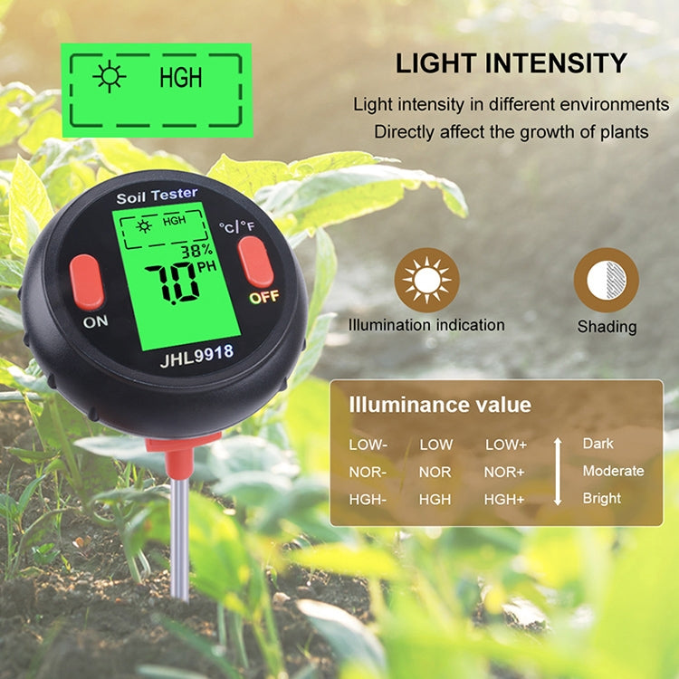 Five-In-One Soil Meter PH Humidity Temperature Photometry Detector PH Photometry Multifunctional Detector