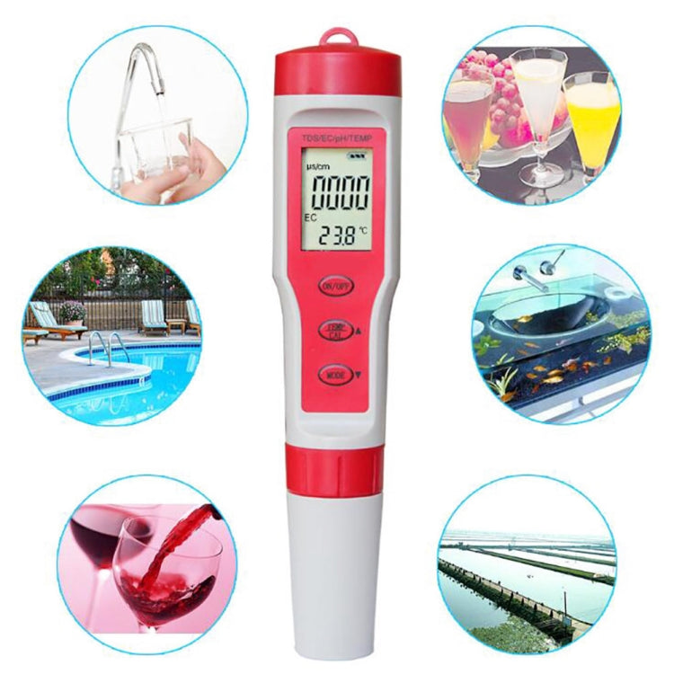 4-in-1 Portable PH/TDS/EC/TEMP Test Pen Multi-Function Water Quality Tester