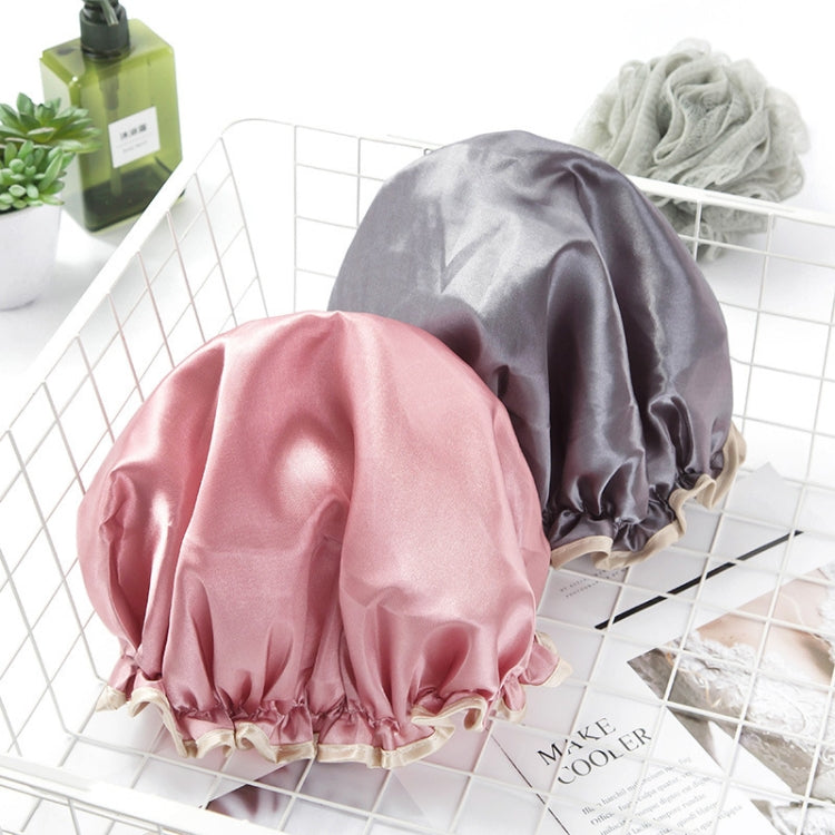 Lovely Thick Women Satin Colorful Double Waterproof Hair Cover Bathing Cap