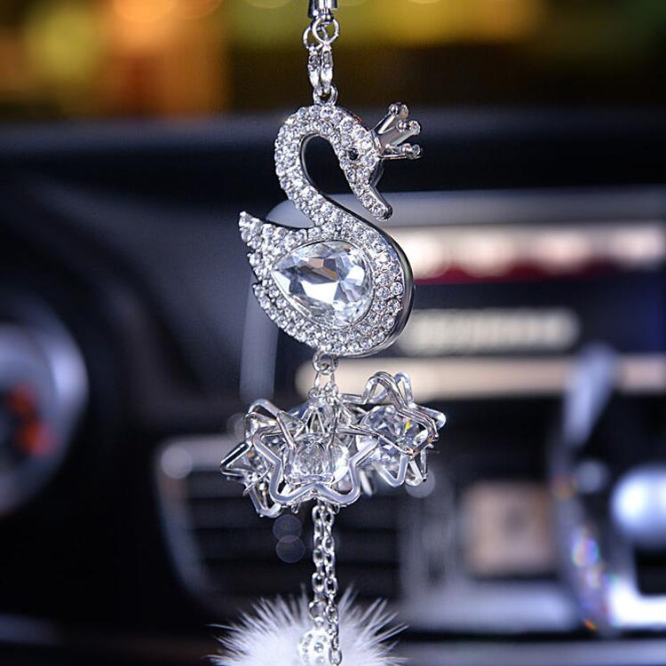 Car Pendant Crystal Swan Car Rearview Mirror Pendant