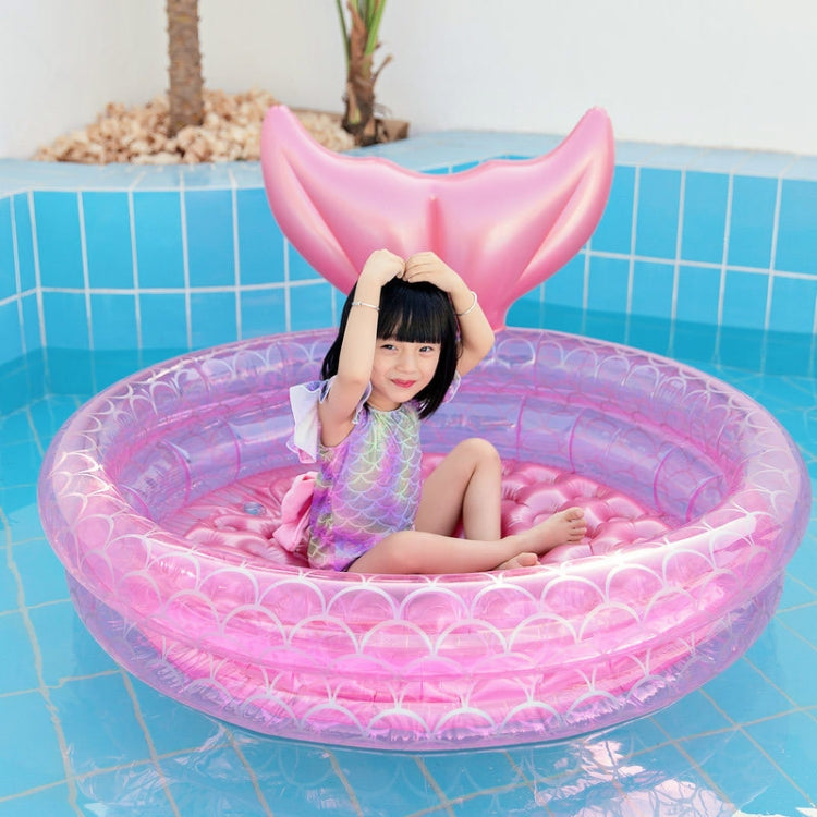 Inflatable Mermaid Shape Pool Home Children Baby Pink Round Swimming Pool Floating Air Cushion