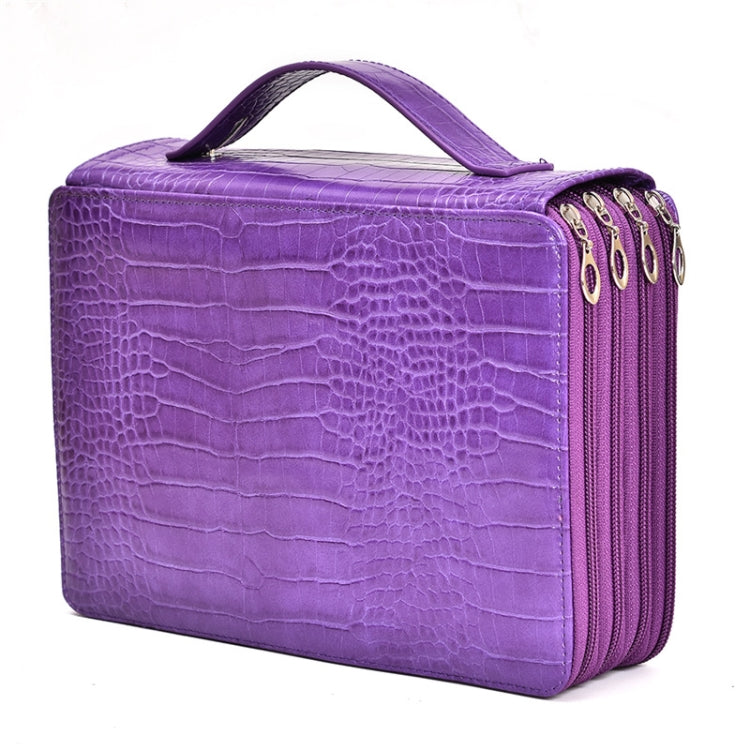200 Hole Art Painting Pen Storage Bag Large-Capacity Crocodile Pattern PU Pencil Bag