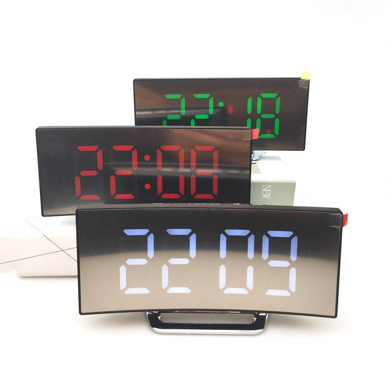 6507 Curved Big Screen Electronic Clock LED Mirror Mute Alarm Clock