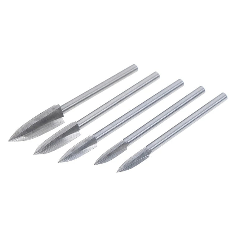 5 PCS / Set Woodworking White Steel Pointed Three-Blade Engraving Milling Cutter Electric Engraving Knife
