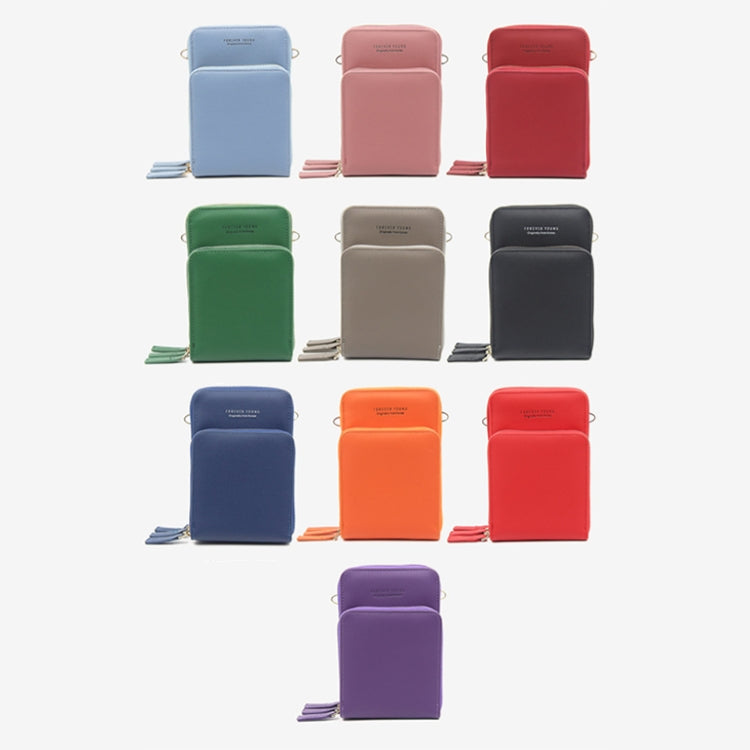 Ladies Mobile Phone Bag PU Vertical Large Capacity Mobile Phone Single-Shoulder Messenger Bag