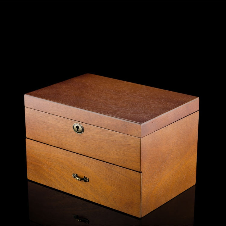 Wooden Double-Layer Watch Storage Box With Lock Jewelry Collection Display Box