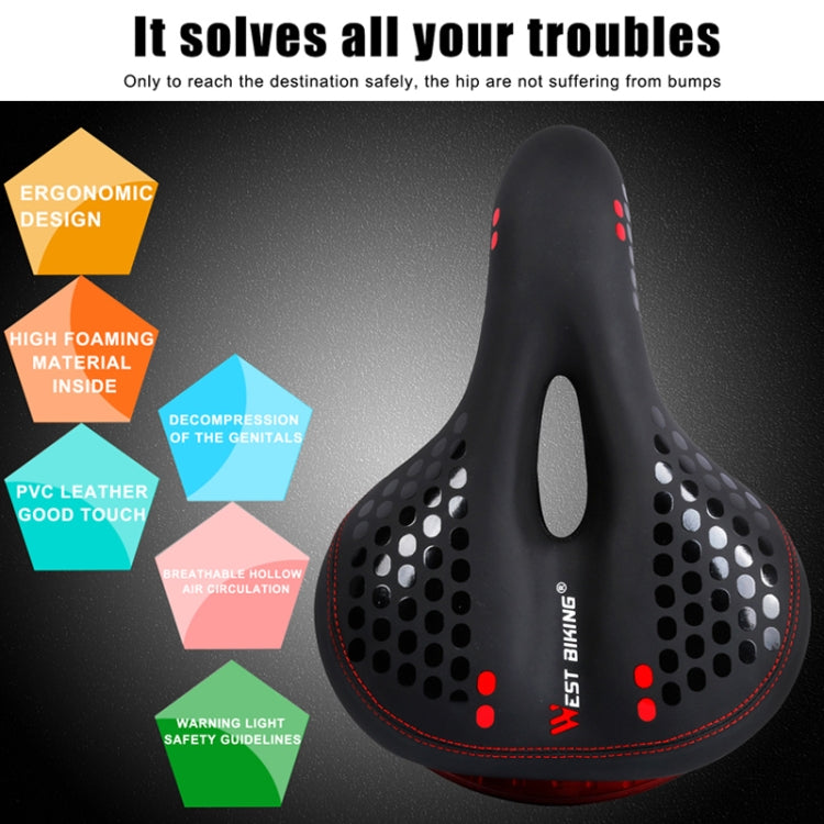 WEST BIKING YP0801083 Bicycle Taillight Thickened Soft And Comfortable Mountain Bike Seat Cushion