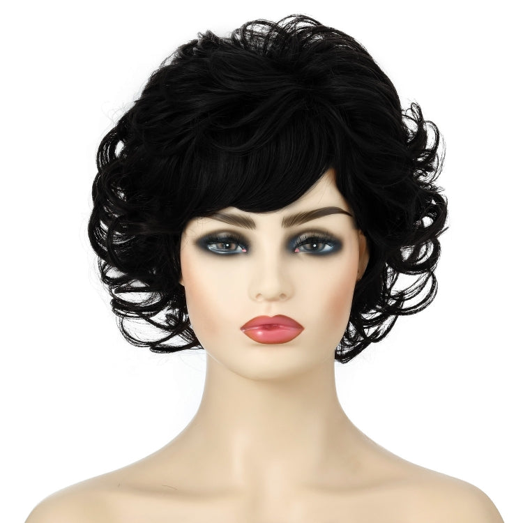 Ladies Fluffy Short Curved Head Set Chemical Fiber Wig