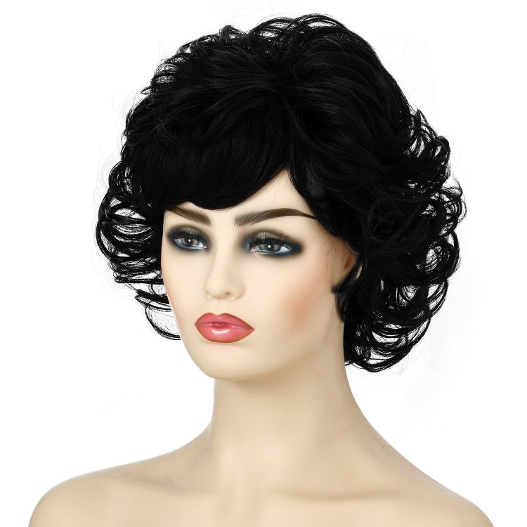 Ladies Fluffy Short Curved Head Set Chemical Fiber Wig