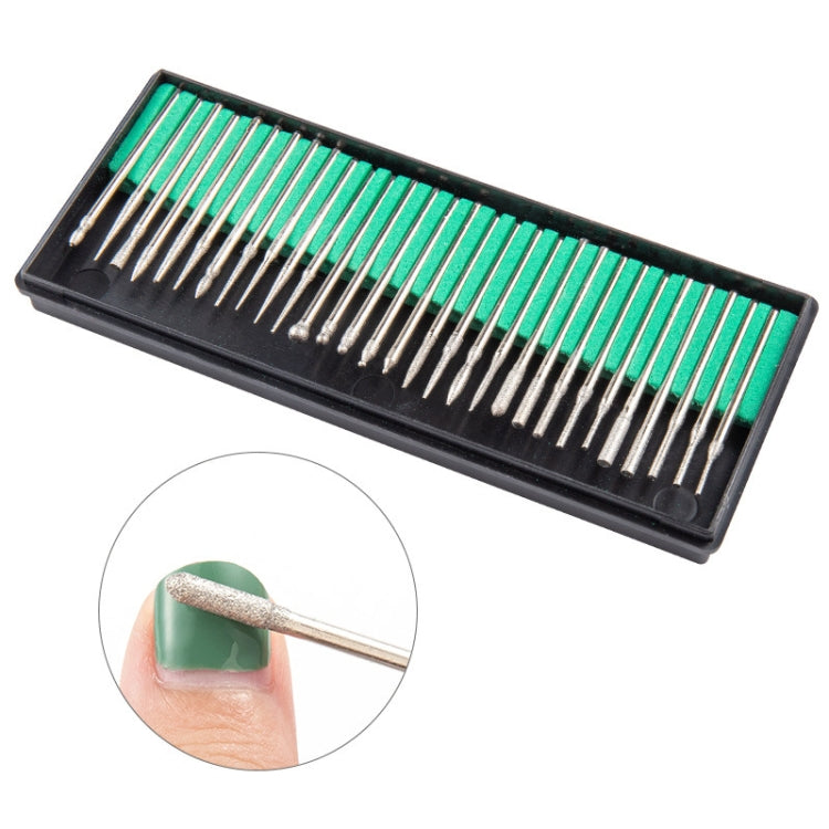 30 Sticks Diamond Nail Polish Heads Set Crystal Phototherapy And Grinding Machine Accessories Tools