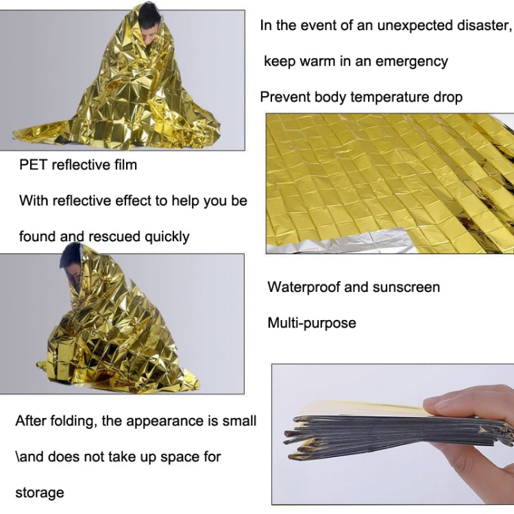 Outdoor Survival Emergency Insulation Blanket Gold Silver Double-Sided Moisture-Proof Mat, Size: 2.2x1.6m