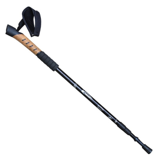 WUXIAN Outdoor Aluminum Alloy Multi-Function Knife Type Cork Straight Handle Three-Section Telescopic Trekking Pole Random Colour Delivery